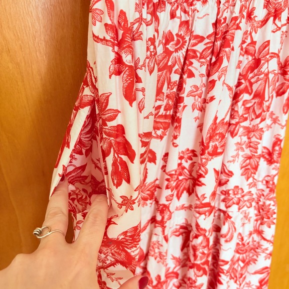 Anthropologie Somerset Red White Floral Toile Cotton Tiered Maxi Dress XS - Picture 9 of 10